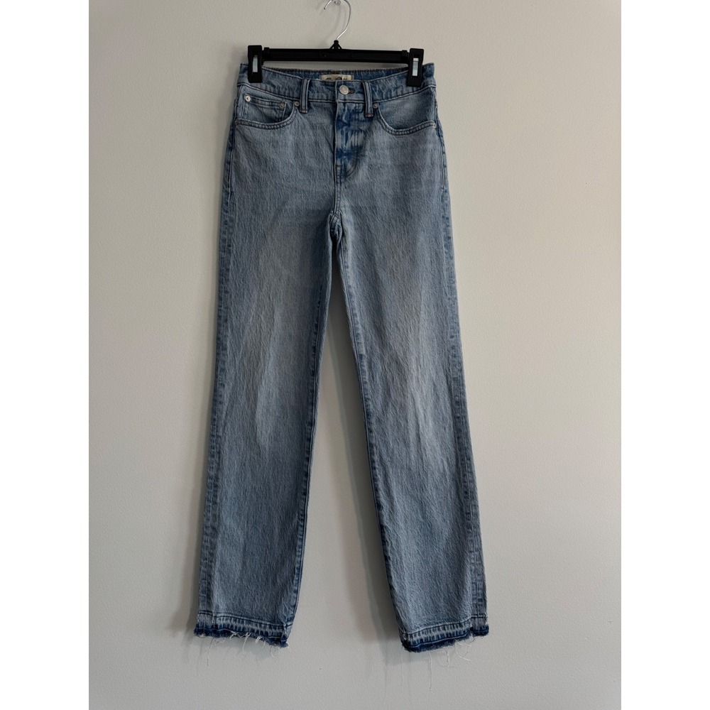Fall Madewell Mid-Rise '90s Straight Jean Womens 24 Light Wash Raw Hem vintage